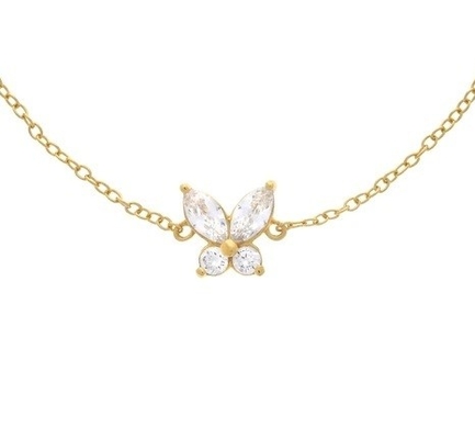 14K Gold Plated Butterfly Charm Bracelet in 925 Sterling Silver with 50 pcs MOQ