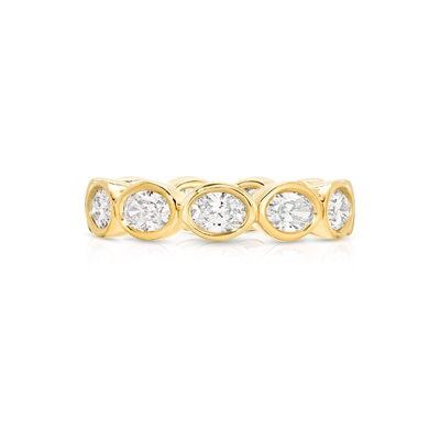 925 Sterling Silver 14K Gold Bezel Oval Eternity Ring OEM/ODM for Engagement Occasion