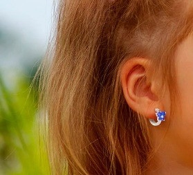 Sapphire Cubic Zircon Butterfly Huggies Earrings For Gift Occasion