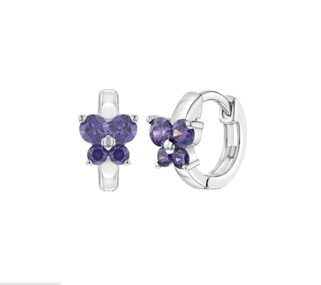 Sapphire Cubic Zircon Butterfly Huggies Earrings For Gift Occasion