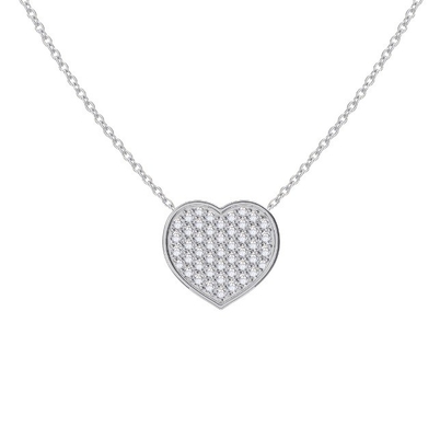 18" Chain Length Round Cut Diamond 925 Sterling Silver Heart Pendant Necklace for Women