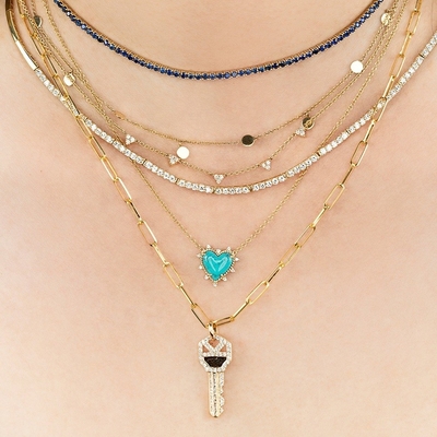 925 Sterling Silver Chain Jewelry Diamond And Turquoise Heart Twist Necklace No Pearl Chain