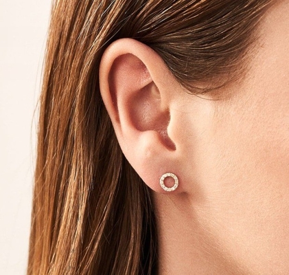 18K Gold Plated 925 Sterling Silver Classic Stud Earrings for Girls Fashion Accessory