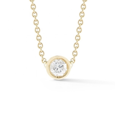 Simple 925 Sterling Silver Solitaire Diamond CZ Necklace in 7mm/10mm/15mm Stone Sizes