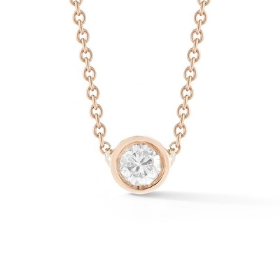 Simple 925 Sterling Silver Solitaire Diamond CZ Necklace in 7mm/10mm/15mm Stone Sizes