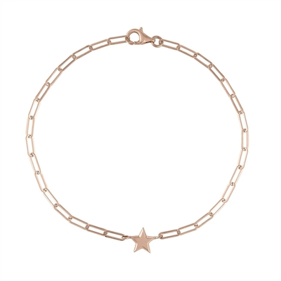 Zircon Stone 925 Sterling Silver Tiny Star Curb Chain Bracelet with 18K Gold Plating
