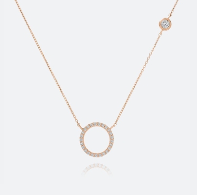 Gold Plated S925 Silver Circle Pendant CZ Necklace for Women 925 Sterling Silver
