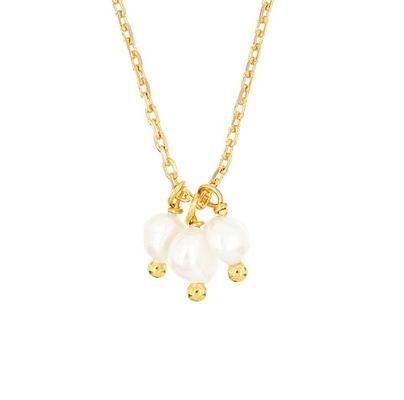 925 Sterling Silver Three Freshwater Pearls Charm Pendant Necklace for Women 16&quot; 1&quot; 1