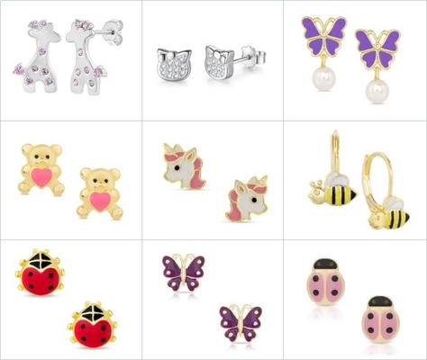 Cute Trendy Pink Flower Enamel Screw Back Earring Adorable 925 Sterling Silver Design