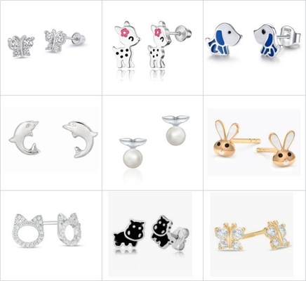 Cute Trendy Pink Flower Enamel Screw Back Earring Adorable 925 Sterling Silver Design