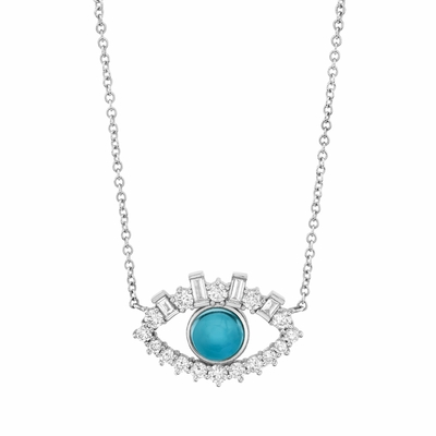 18K Gold Plated Baguette Cubic Zircon 925 Sterling Silver Women's Evil Eye Necklace