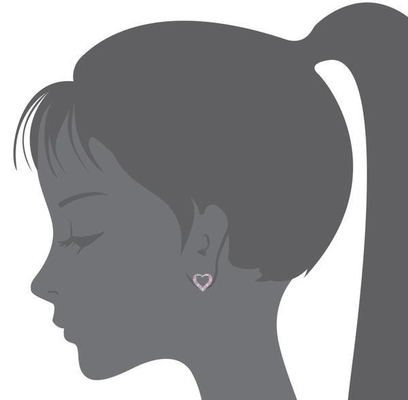 Micro Insert Heart Pink Screw Back Earrings for Children in 925 Sterling Silver