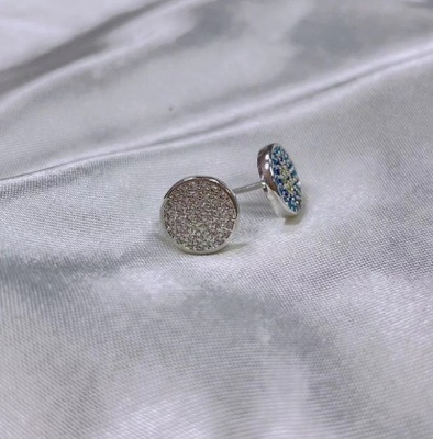 ZIRCON Circle 18K Gold Plated Handmade Micron Pave CZ Eye Turkiye Design Stud Earring 925 Sterling Silver