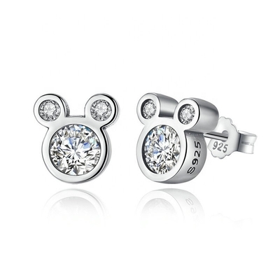 Third Party Appraisal Certified Children Jewelry 925 Sterling Silver Mouse Earrings