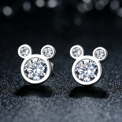 Third Party Appraisal Certified Children Jewelry 925 Sterling Silver Mouse Earrings