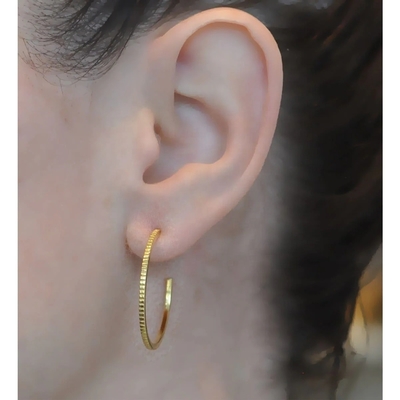Contemporary 925 Sterling Silver 18K Gold Hoop Earrings With Customer's Logo 30*30mm