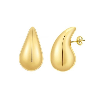 Customized Logo 18K Gold Plated Teardrop Hollow Stud Earring for Girls Jewelry Party