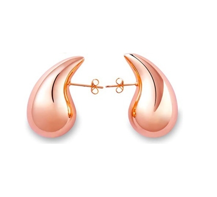 Customized Logo 18K Gold Plated Teardrop Hollow Stud Earring for Girls Jewelry Party