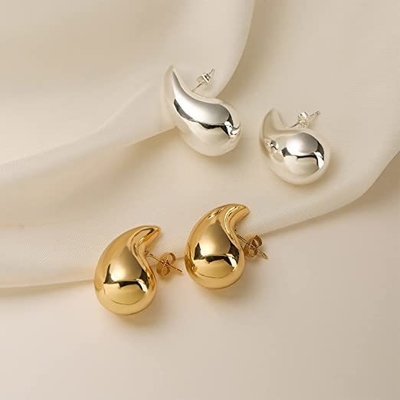 Customized Logo 18K Gold Plated Teardrop Hollow Stud Earring for Girls Jewelry Party