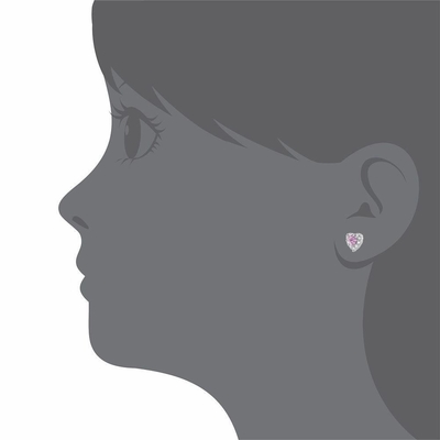 Rose Gold Plated Heart Pink CZ Screw Back Stud Earrings for Kids in 925 Sterling Silver