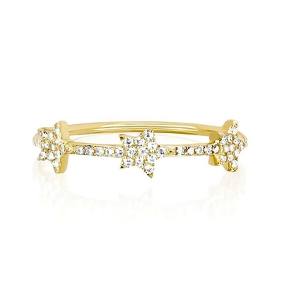 18K Gold Plated Silver CZ Star Statement Rings for Women Micro Pave Setting Certified
