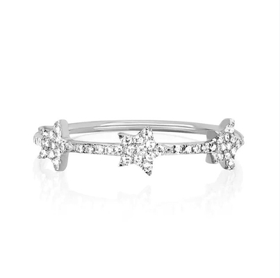 18K Gold Plated Silver CZ Star Statement Rings for Women Micro Pave Setting Certified