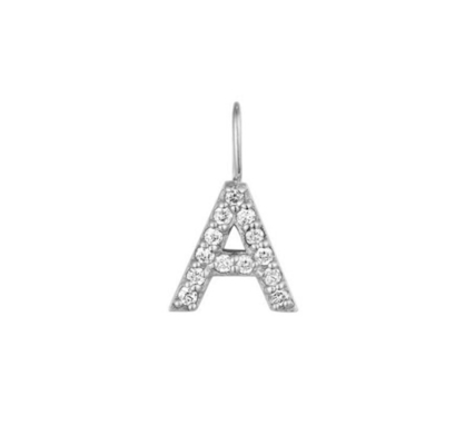 Nickel Free 925 Sterling Silver Letter A Diamond Charm Necklace Popular Initial Charm