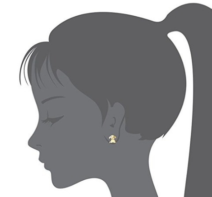 Silver Baby Puppy Cubic Zirconia Screwback Girls Earrings with Rhodium Plating