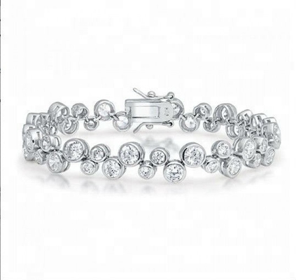 925 Sterling Silver Tennis Bracelet with White CZ Stone and Bezel Setting Option