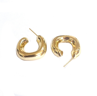 Customization 18K Gold Brass Hoop Earrings ODM Ladies Gold Hoop Earrings