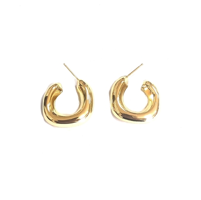 Customization 18K Gold Brass Hoop Earrings ODM Ladies Gold Hoop Earrings