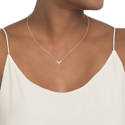 18K Gold Plated V Shaped Jewelry for Women 925 Sterling Silver Necklace