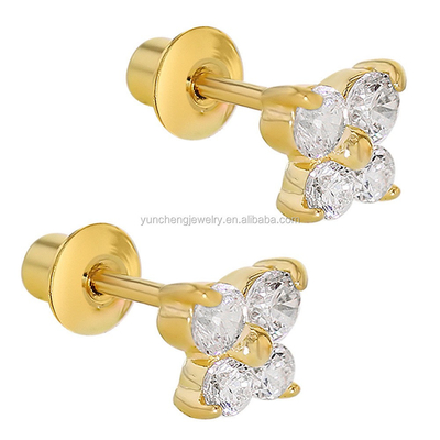 Butterfly Blue and Clearly CZ Children's Customized Stud Earrings 925 Sterling Silver