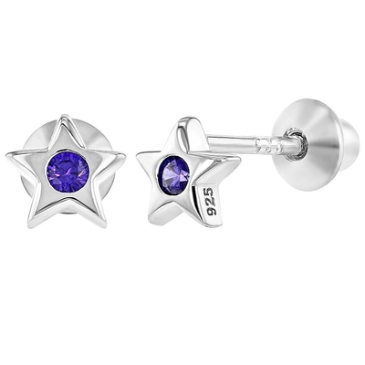 Other Occasion Little Star Pink Cubic Zircon Baby Girls Screw Back Stud 925 Sterling Silver Earrings