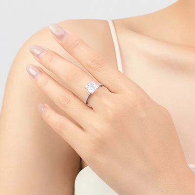 Elegant Handmade White Ice Cut Square 925 Sterling Silver Wedding Rings