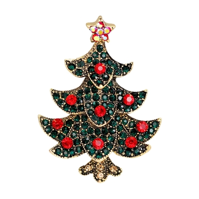 Brass Christmas Tree Brooch Pin OEM Vintage Art Christmas Tree Pin