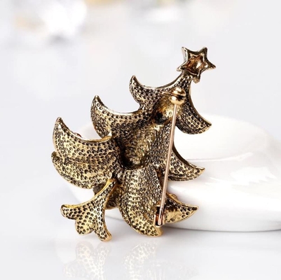 Brass Christmas Tree Brooch Pin OEM Vintage Art Christmas Tree Pin