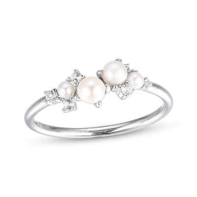 White CZ Stackable 925 Sterling Silver Rings Size 3-10 Pearl Engagement Rings
