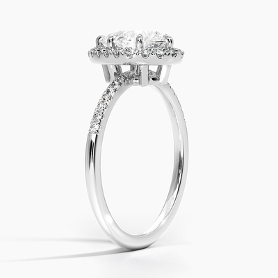 925 Sterling Silver Halo White Gold Plated Engagement Rings
