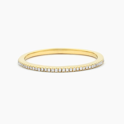 Hot Item 18K Gold Plated Half Eternity Stackable 925 Sterling Silver Women's Band Ring