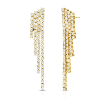18K Gold Plated Cubic Zircon Tassel Brass Earrings
