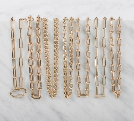 18K Gold Plated Large Paper Clip 925 Sterling Silver Oval Chain Necklace with OEM