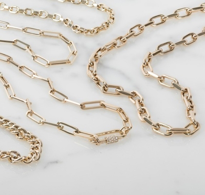 18K Gold Plated Large Paper Clip 925 Sterling Silver Oval Chain Necklace with OEM