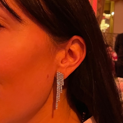 18K Gold Plated Cubic Zircon Tassel Brass Earrings