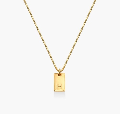 Baguette 18K Gold Filled Pendant Personal Handmade Brass Pendant Necklace