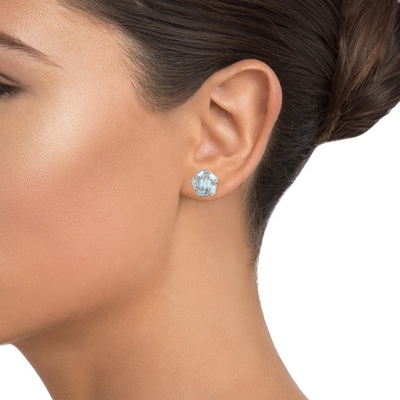 Custom White Gold Baguette Garnet Cluster Stud Earrings