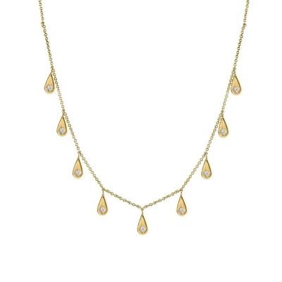 Handmade White Cubic Zircon Teardrop Necklaces for Women Jewelry