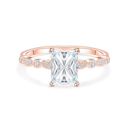 Vintage Handmade 18K Gold Baguette Cut Stone Engagement Ring Vintage Style for Women