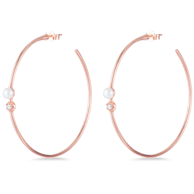 925 Sterling Silver Hoop Earrings 4mm-4.5mm Freshwater Pearl Earrings