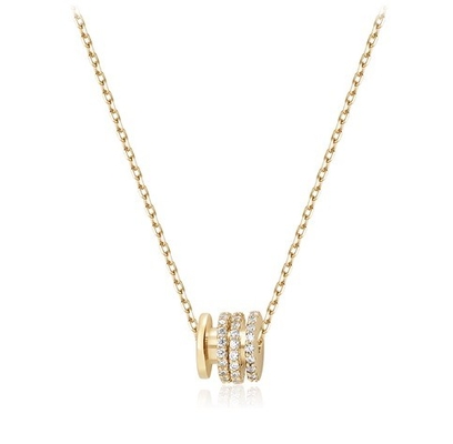 Micron Pave Cubic Zirconia Pendant 18K Gold Circle Necklaces For Women